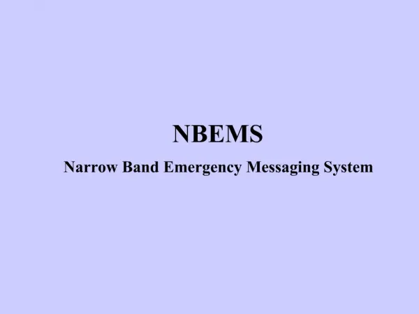 NBEMS Narrow Band Emergency Messaging System