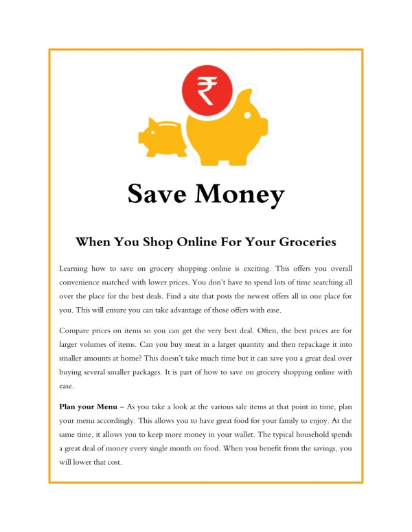 Save Money when you Shop Online for your Groceries