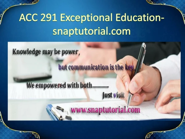 ACC 291 Exceptional Education-snaptutorial.com