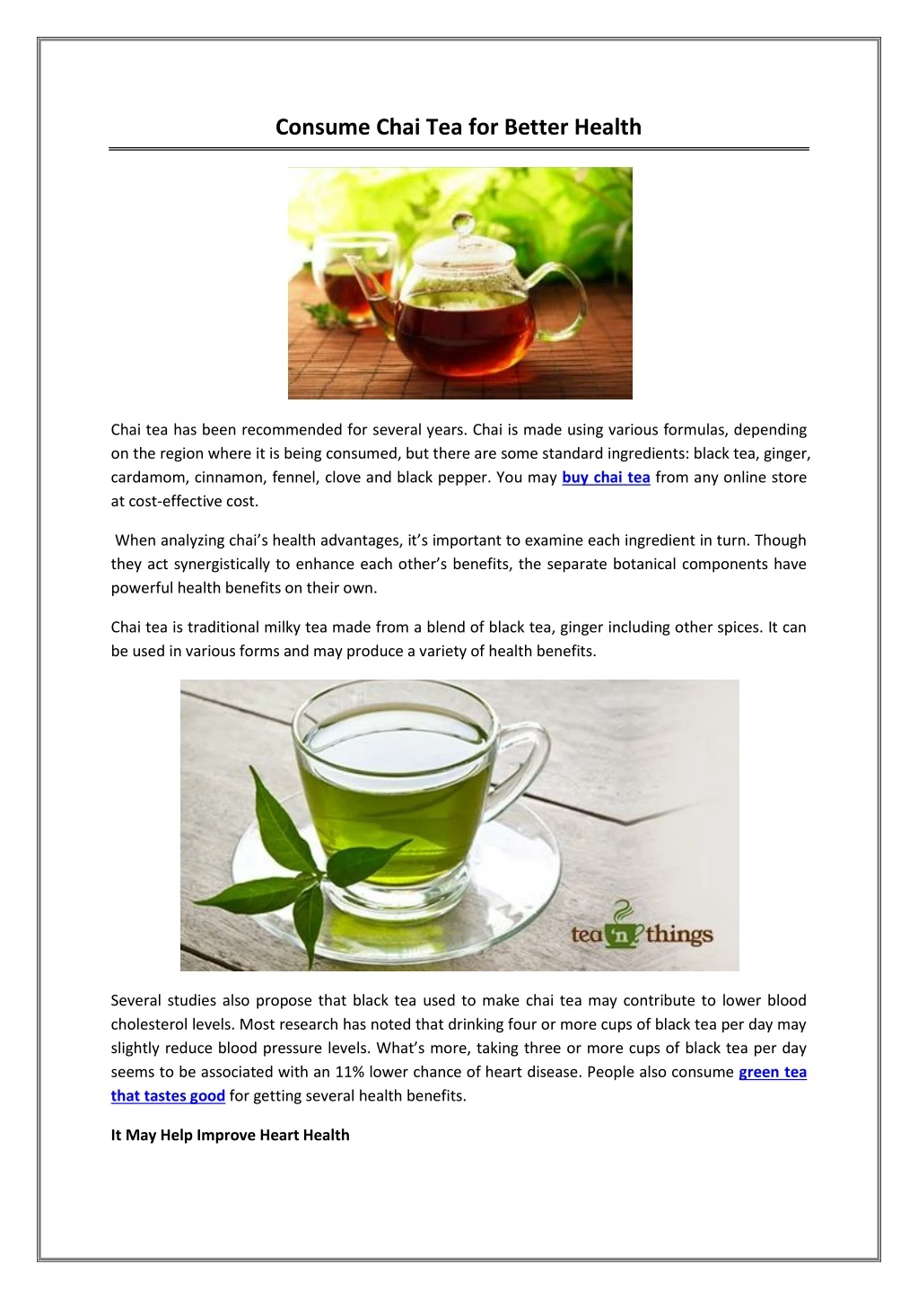 consume chai tea for better health