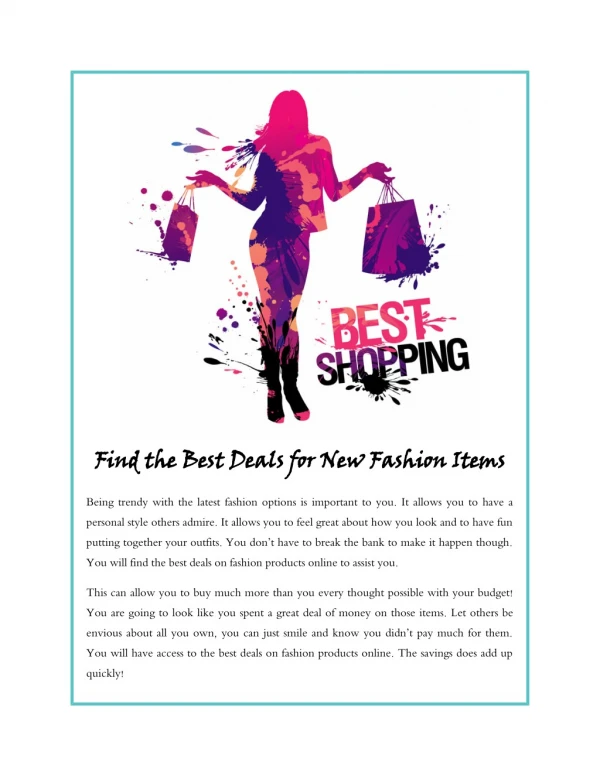 Find the Best Deals for New Fashion Items