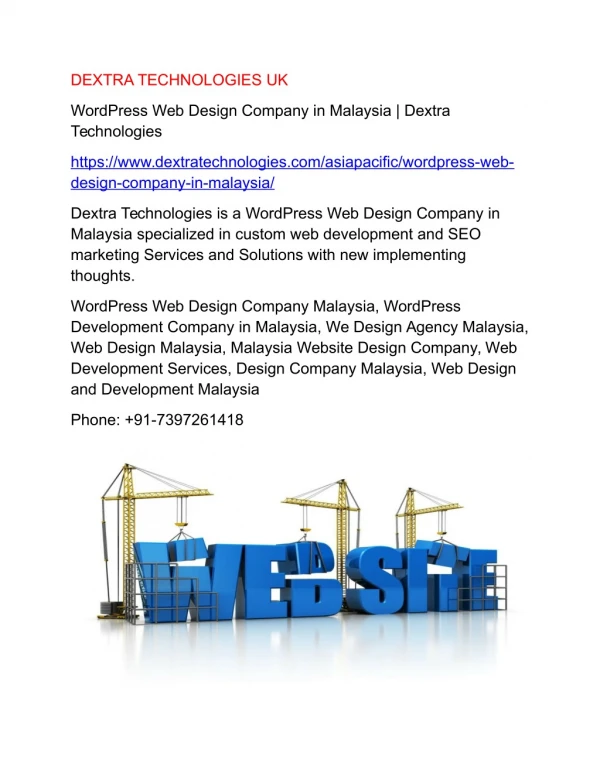 Wordpress Web Design Company in Malaysia | Dextra Technologies