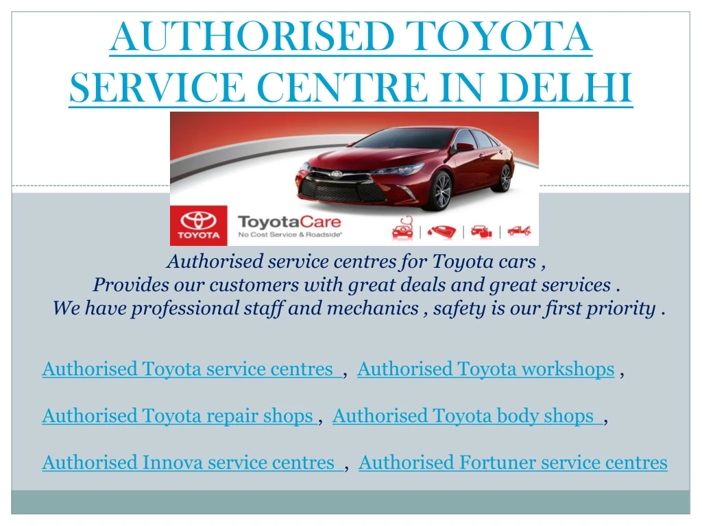 authorised toyota service centre in delhi