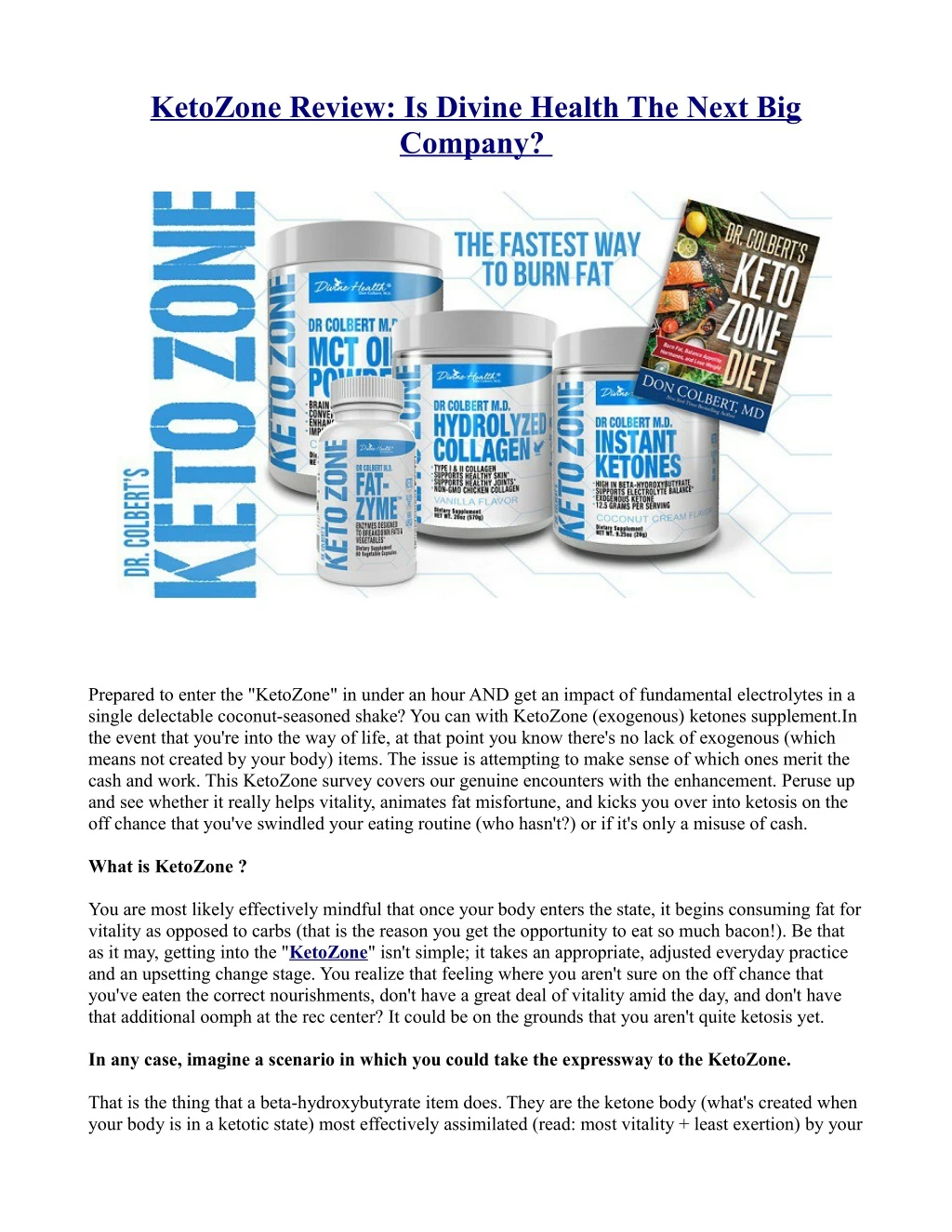 ketozone review is divine health the next