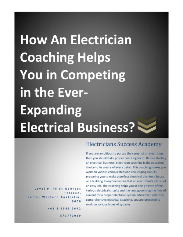 How An Electrician Coaching Helps You in Competing in the Ever-Expanding Electrical Business?