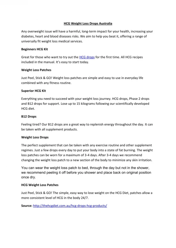 hcg weight loss drops australia