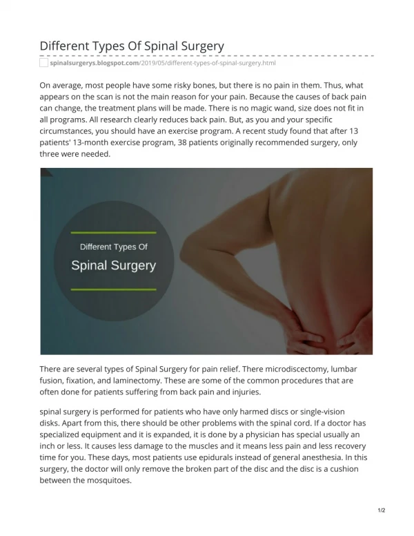 Different Types Of Spinal Surgery