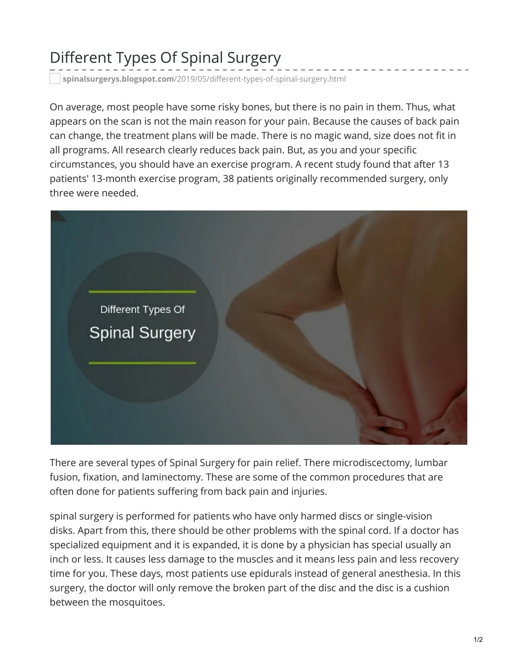 different types of spinal surgery