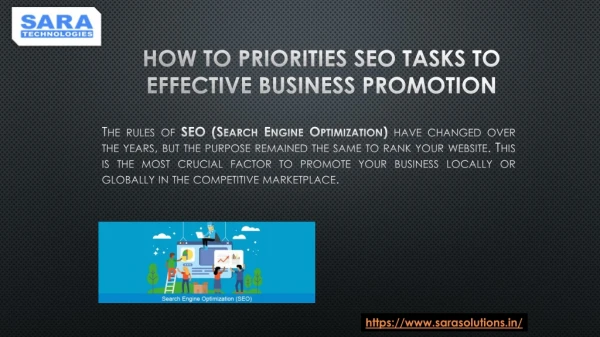 How to Priorities SEO Tasks To Effective Business Promotion