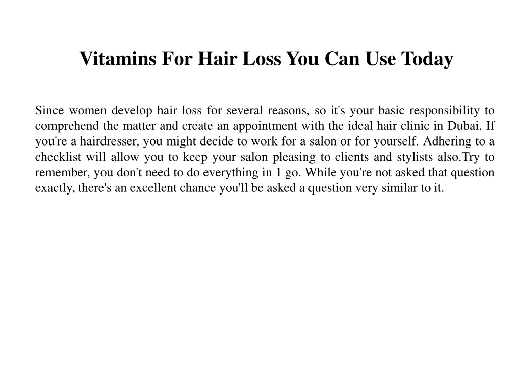 vitamins for hair loss you can use today
