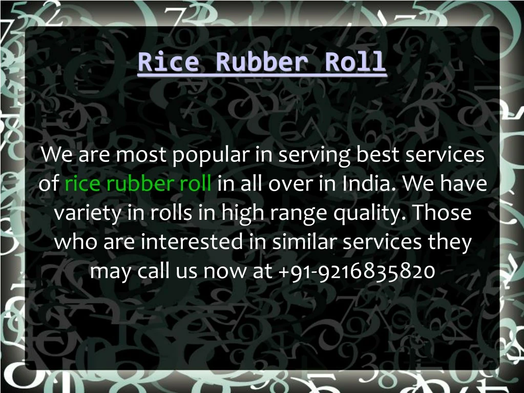 rice rubber roll