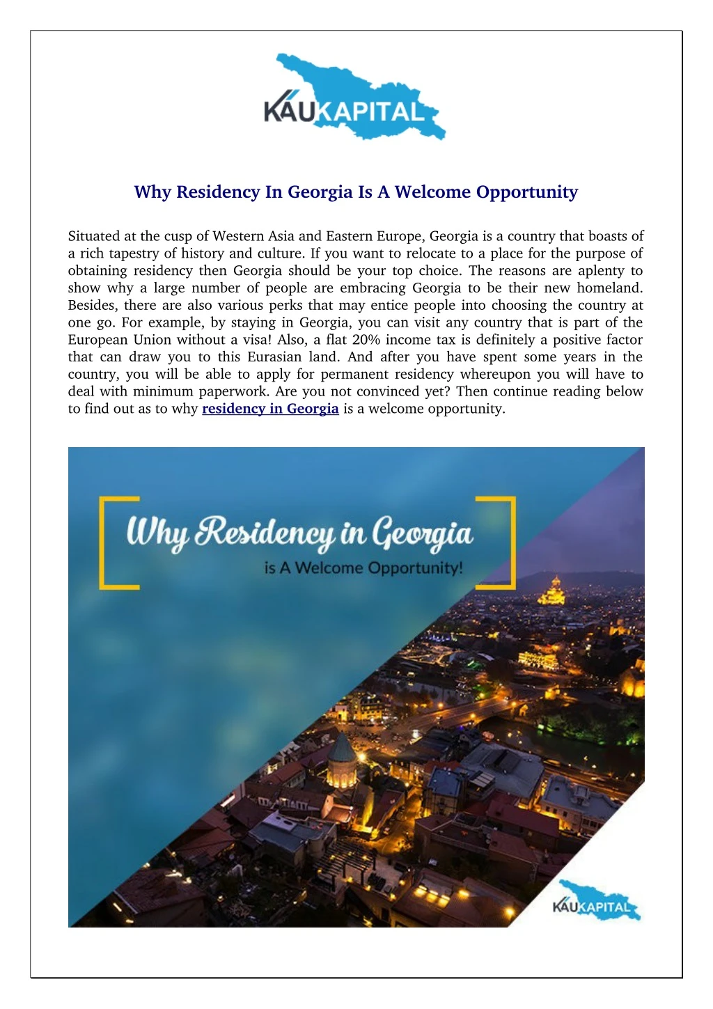 why residency in georgia is a welcome opportunity