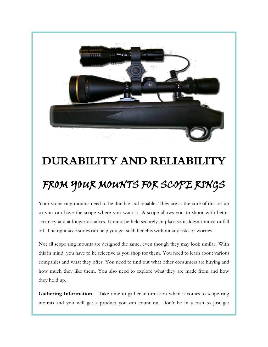 durability and reliability
