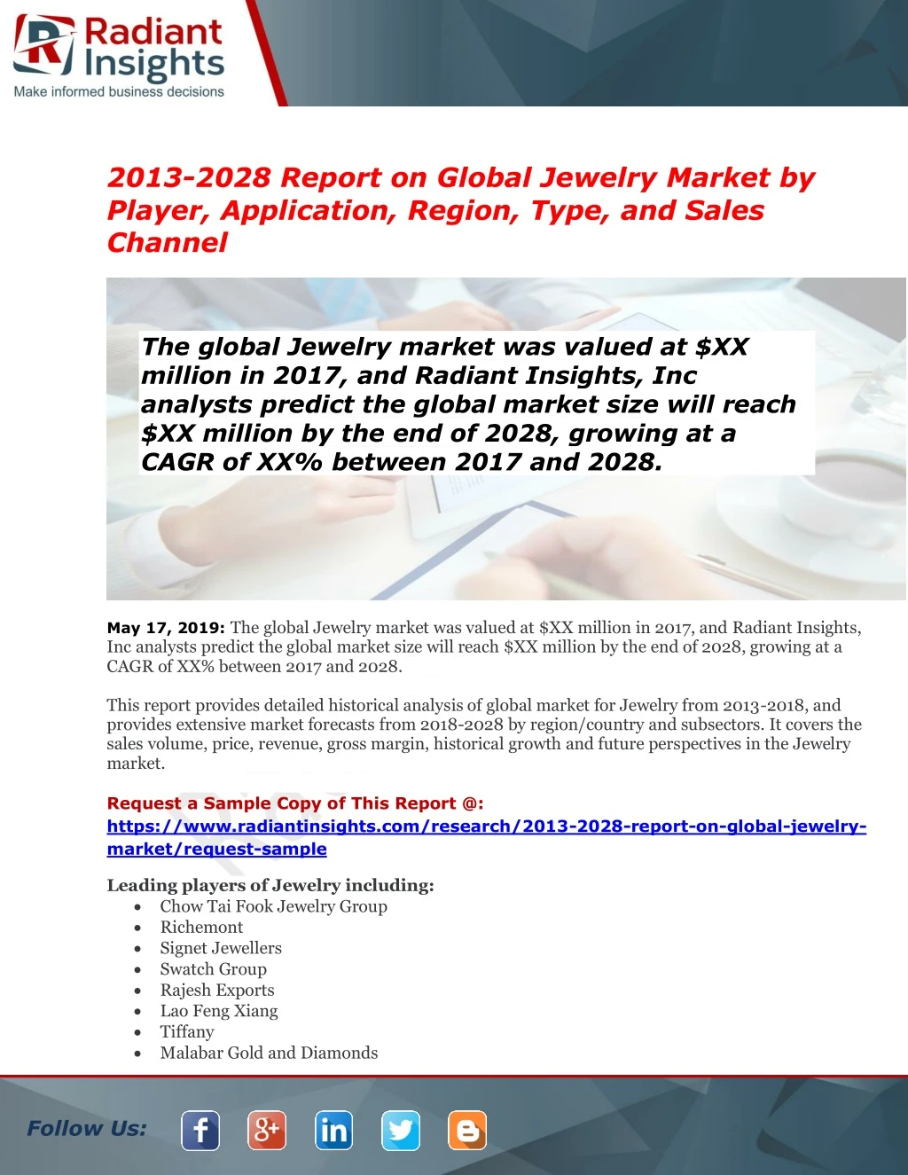 2013 2028 report on global jewelry market