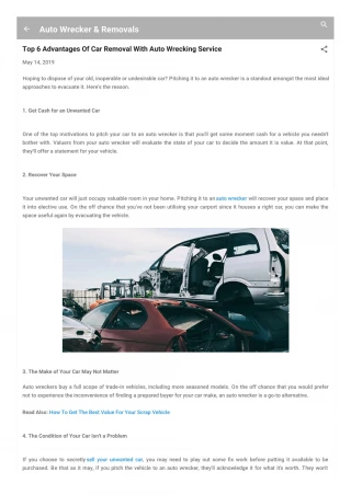 Top Advantages Of Auto Wrecking - slide 1