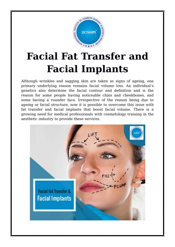 Facial Fat Transfer and Facial Implants