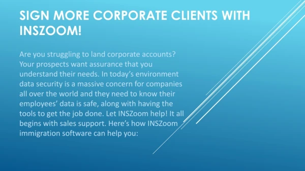 Sign more corporate clients with INSZoom | INSZoom