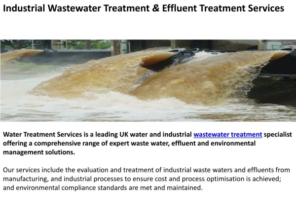 Industrial Wastewater Treatment & Effluent Treatment Services