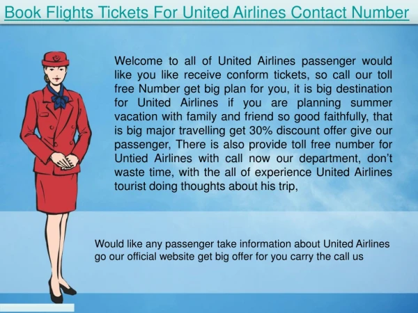 United Airlines Contact Number For Book Flights Tickets