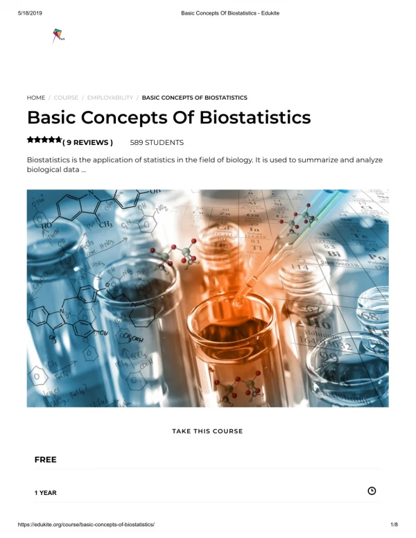 Basic Concepts Of Biostatistics - Edukite