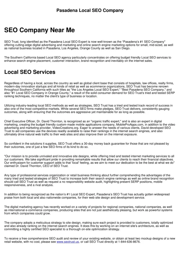 pasadena local seo company