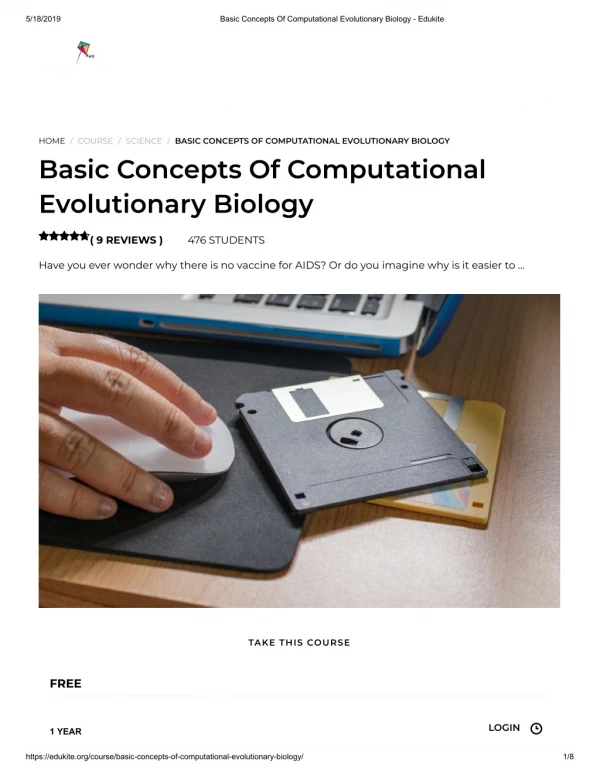 Basic Concepts Of Computational Evolutionary Biology - Edukite