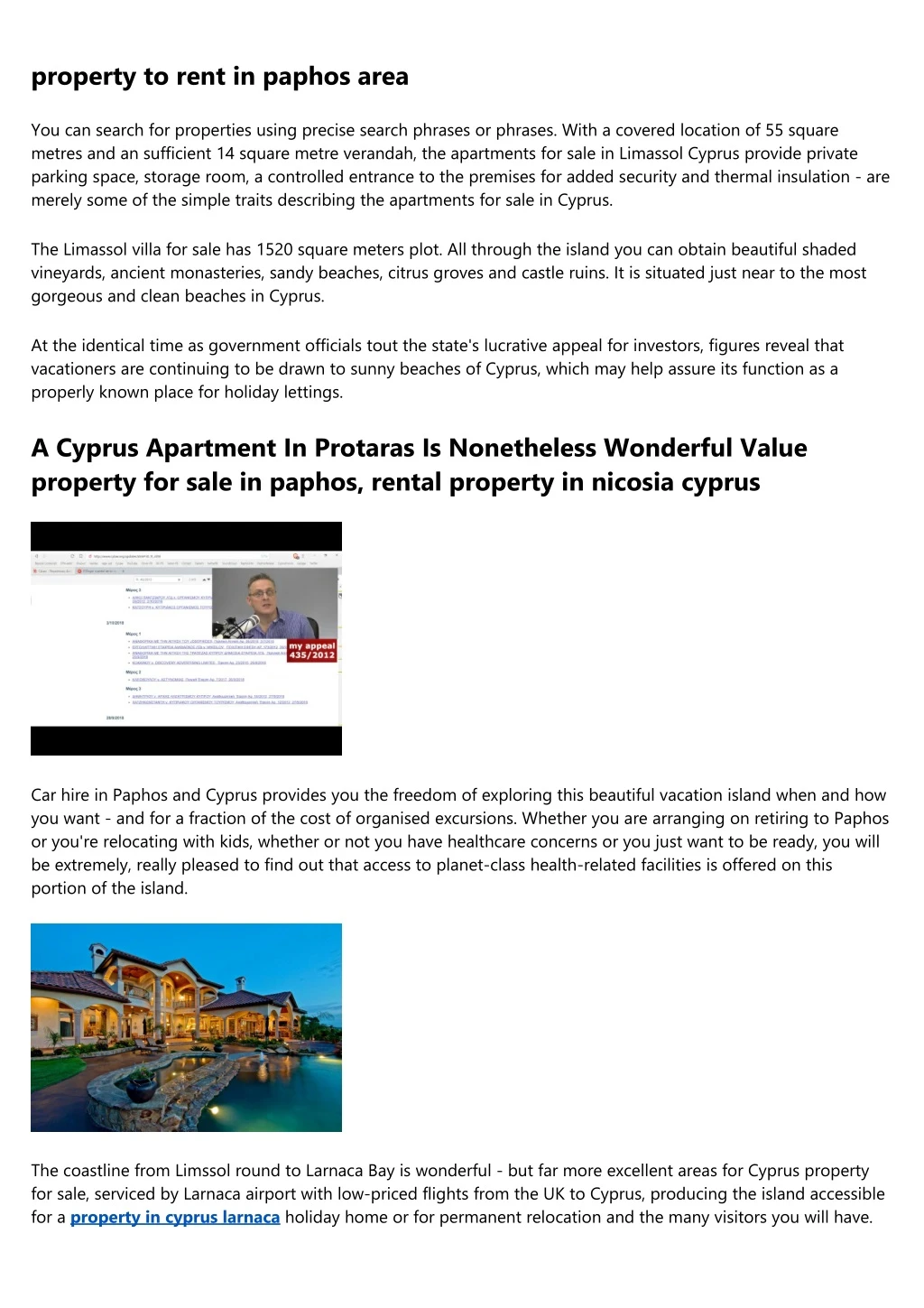 property to rent in paphos area