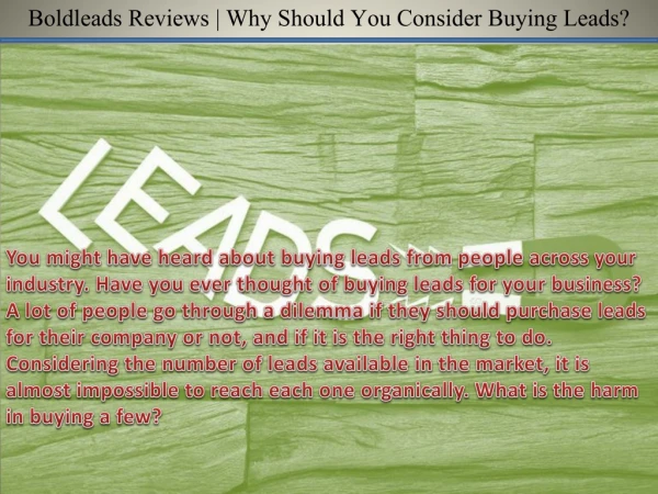 Boldleads Reviews | Why Should You Consider Buying Leads?