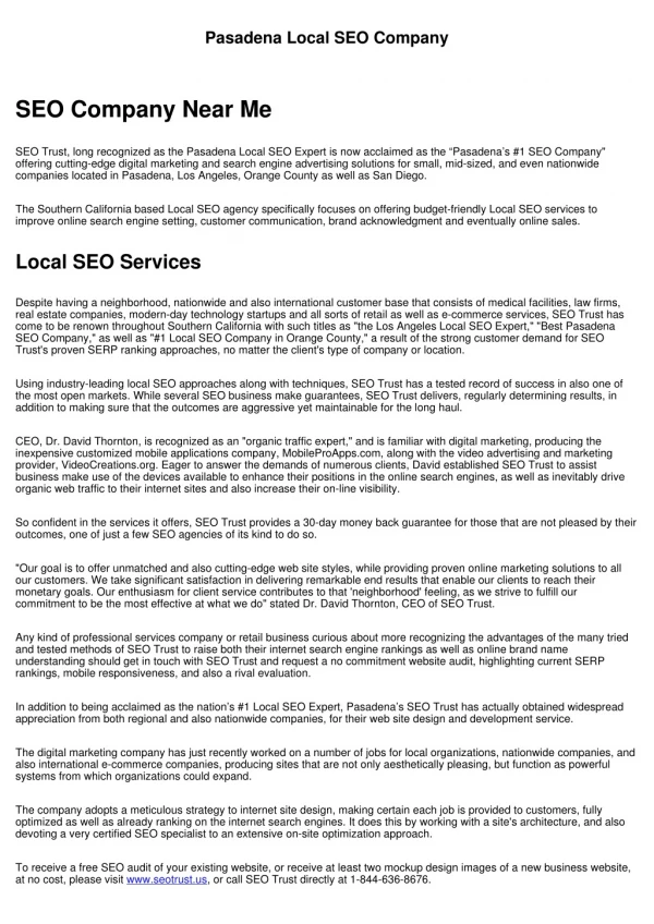 pasadena local seo company