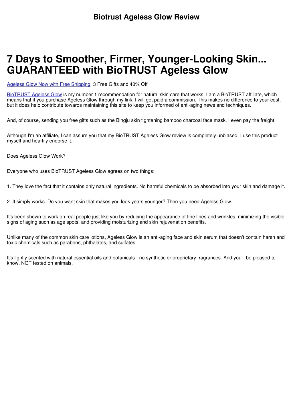biotrust ageless glow review