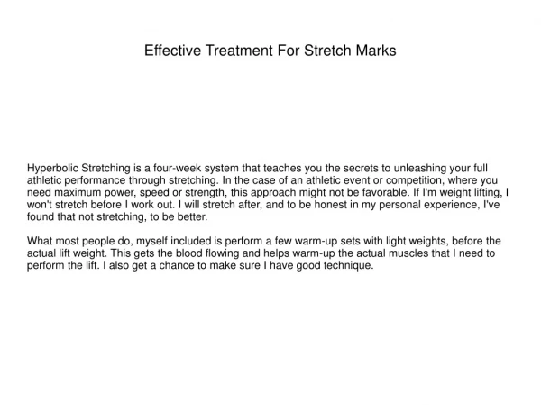 Effective Treatment For Stretch Marks