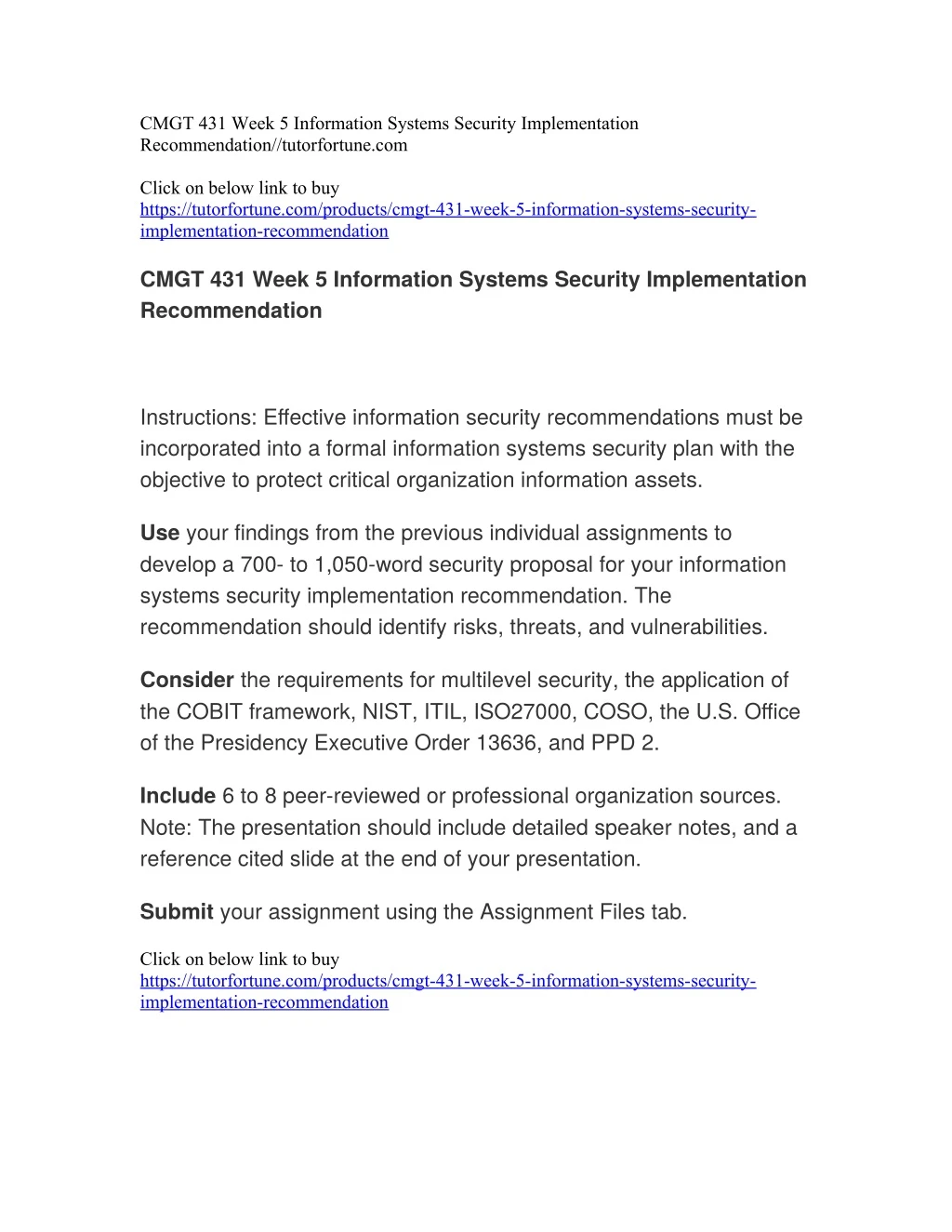 cmgt 431 week 5 information systems security