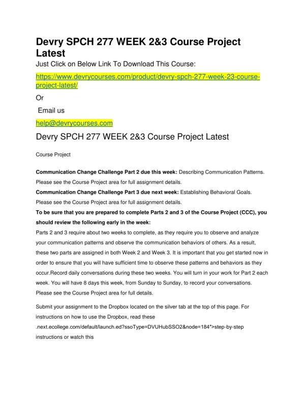 devry spch 277 week 2 3 course project latest