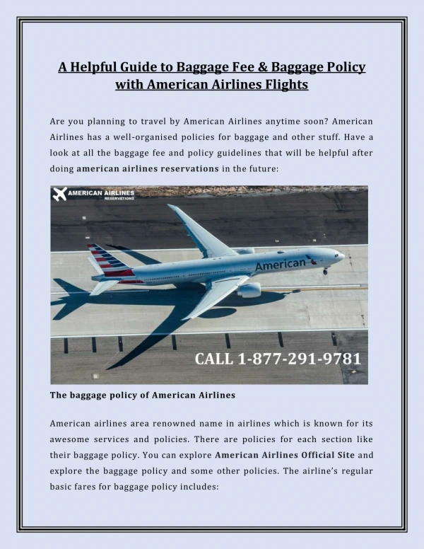 A Helpful Guide to Baggage Fee & Baggage Policy with American Airlines Flights