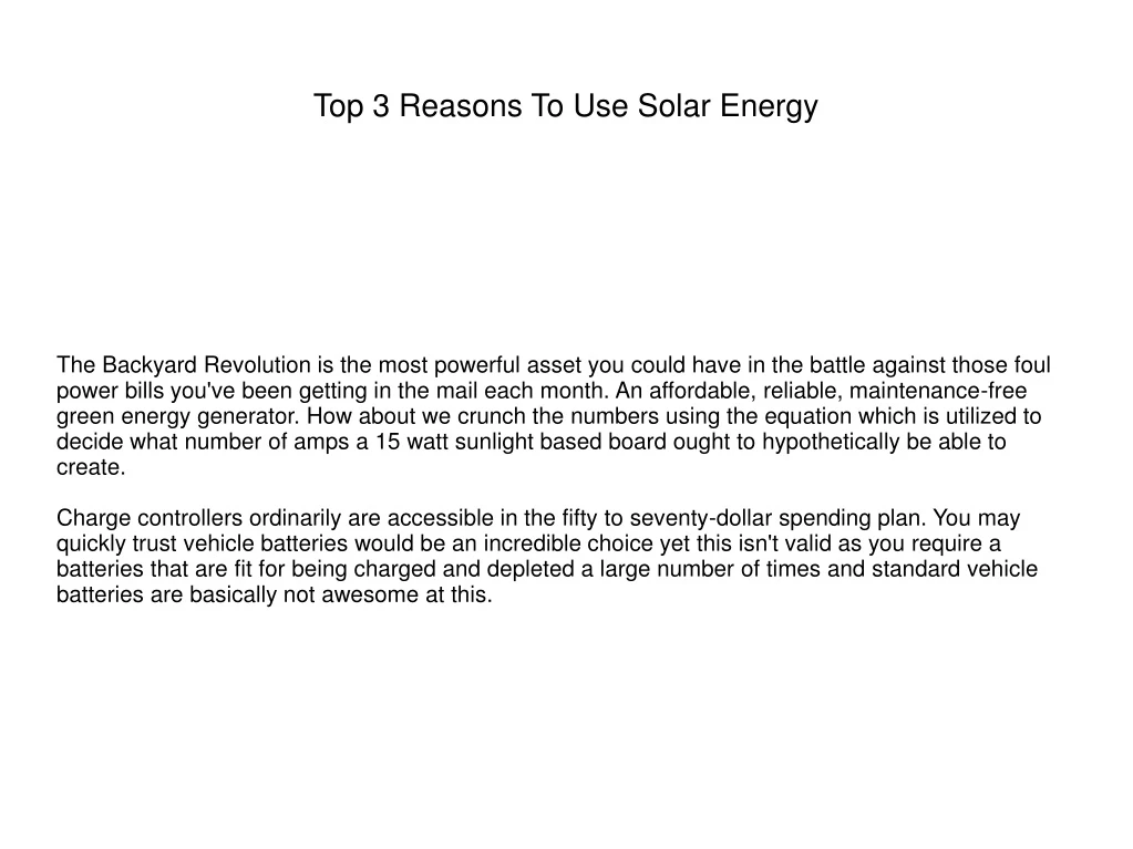 top 3 reasons to use solar energy