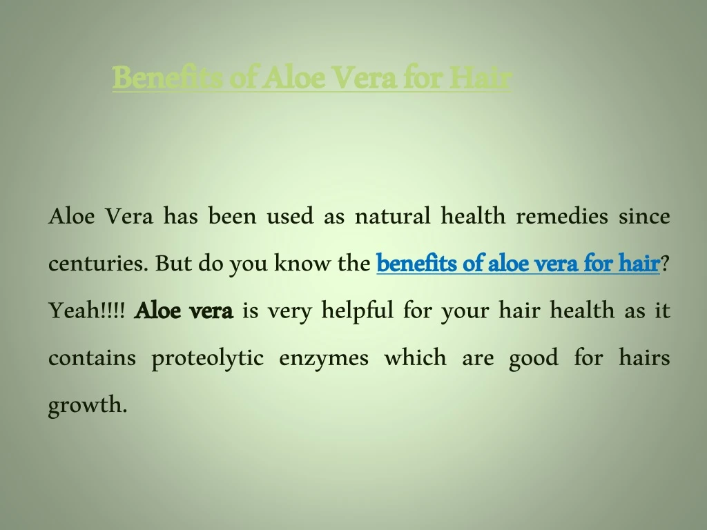 benefits of aloe vera for hair