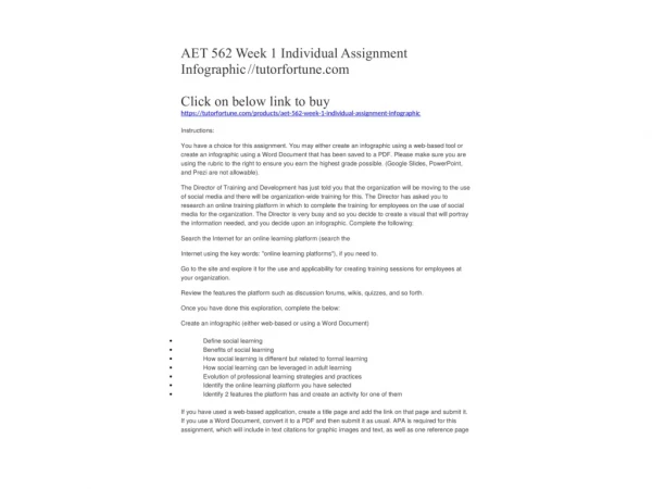 AET 562 Week 1 Individual Assignment Infographic //tutorfortune.com