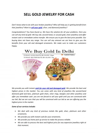 Sell gold Jewelry for cash