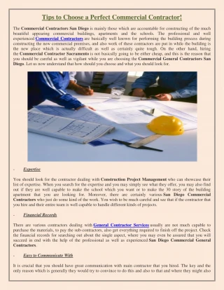 Tips to Choose a Perfect Commercial Contractor! - slide 1