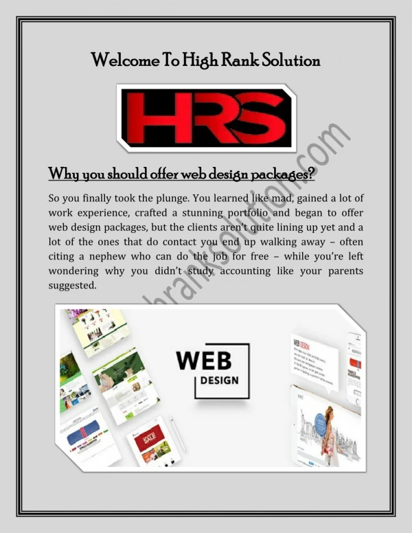 Welcome To High Rank Solution - web design packages