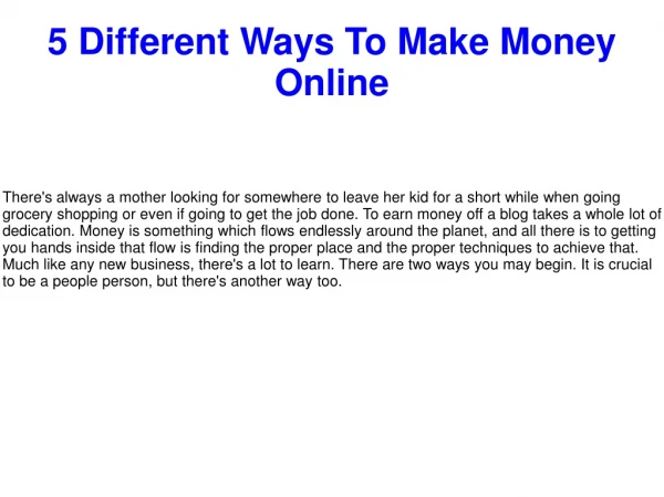 5 Different Ways To Make Money Online