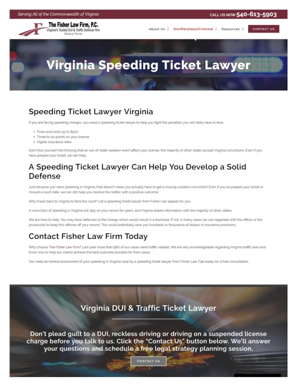 Speeding Ticket Lawyer Virginia
