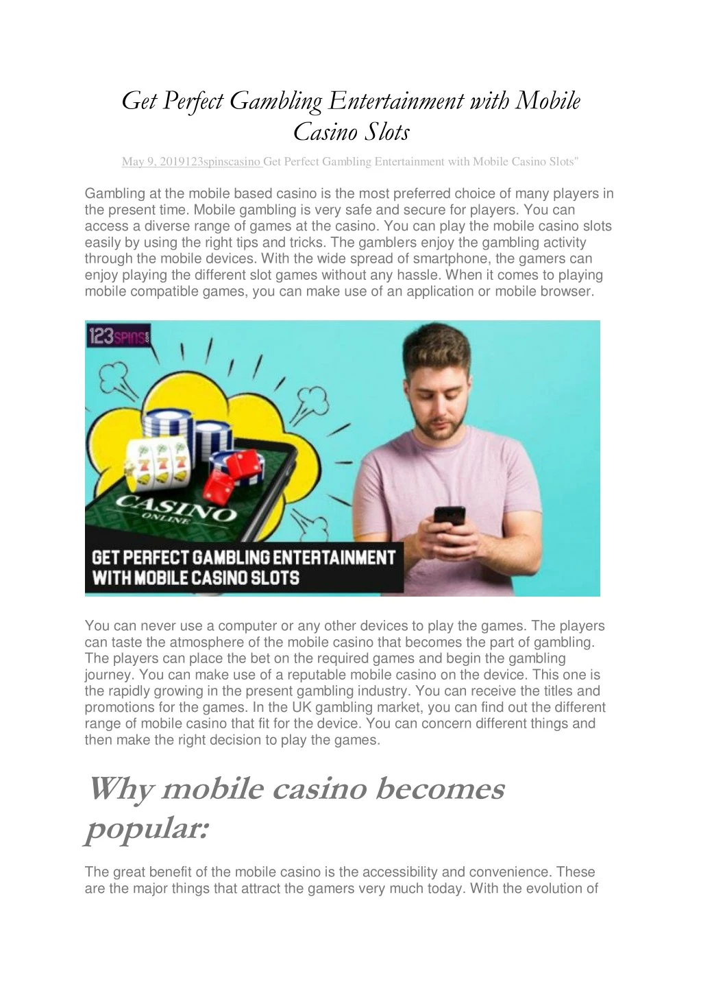 get perfect gambling entertainment with mobile