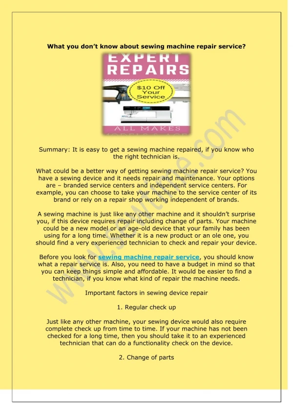 What you don’t know about sewing machine repair service?