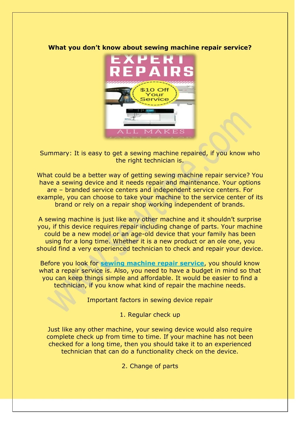 what you don t know about sewing machine repair
