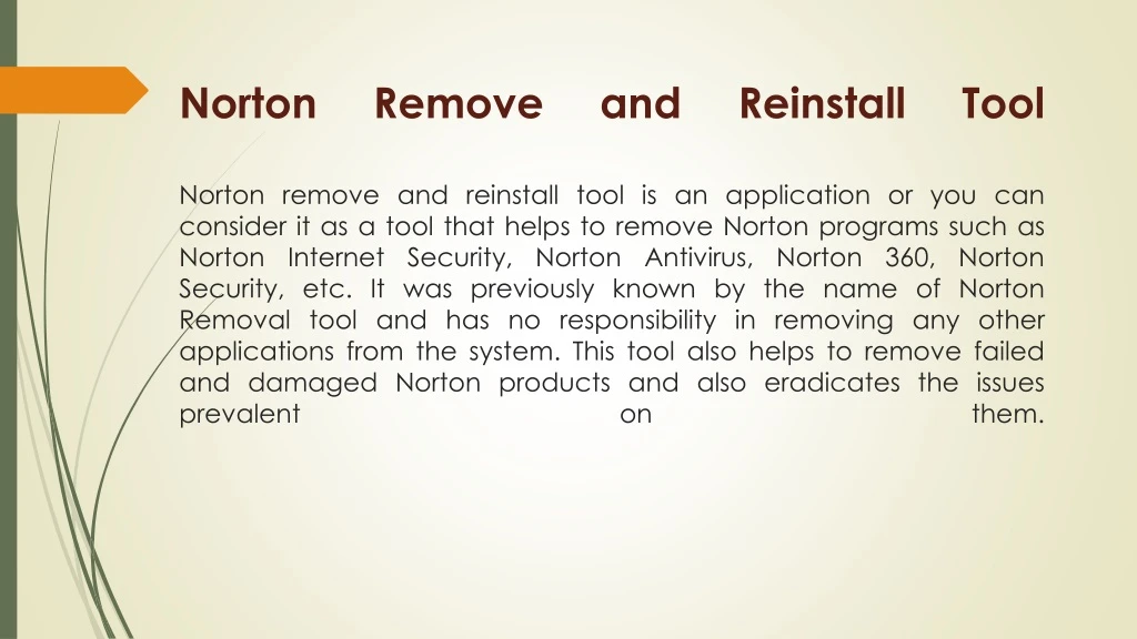 norton remove and reinstall tool norton remove