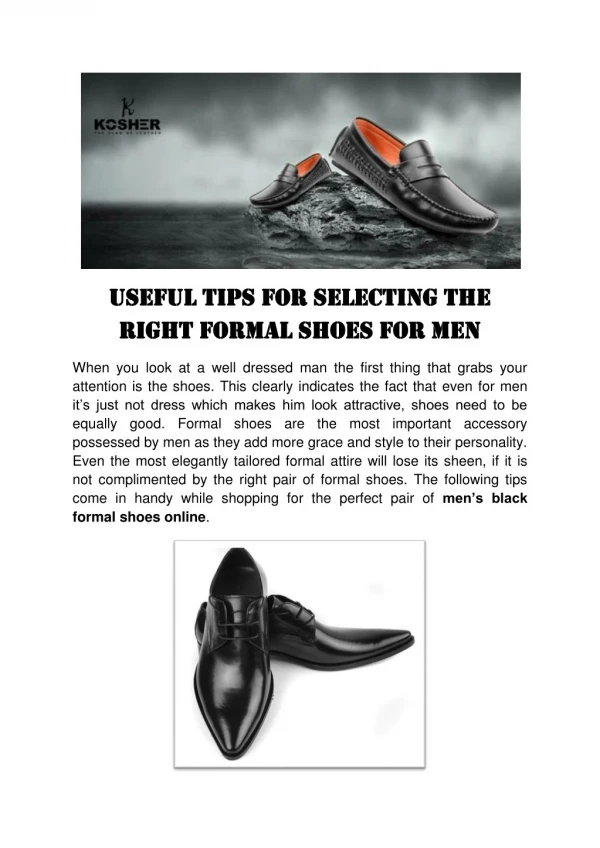 Useful Tips For Selecting The Right Formal Shoes For Men