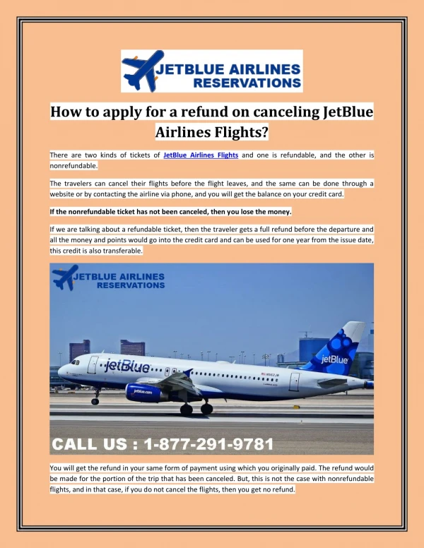 How to apply for a refund on canceling JetBlue Airlines Flights?