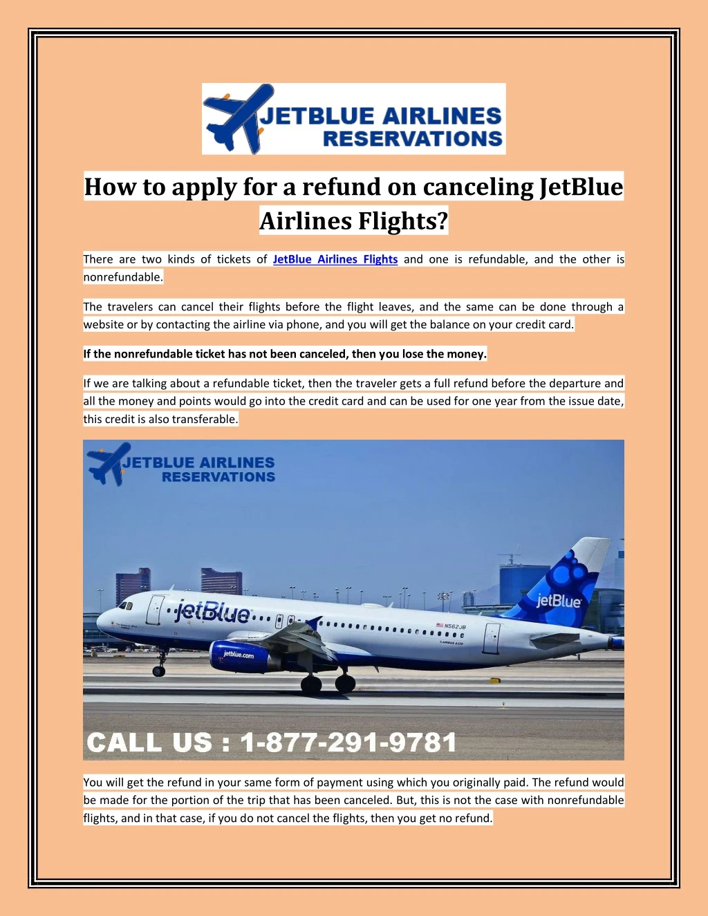 how to apply for a refund on canceling jetblue