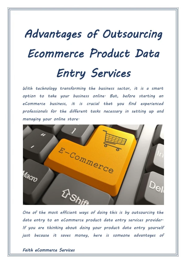 Advantages of Outsourcing Ecommerce Product Data Entry Services